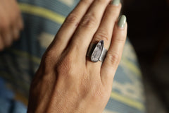 Vera Cruz Twilight: Adjustable Sterling Silver Ring with Vera Cruz Amethyst - Brush Textured - Unisex - Size 5-12 US - NO/02