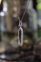 Luminous Peak: Sterling Silver Pendant with Himalayan Laser Quartz and Opal - High Shine & Sand Textured - NO/04