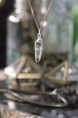 Luminous Peak: Sterling Silver Pendant with Himalayan Chlorite Quartz and Opal - High Shine & Sand Textured - NO/08