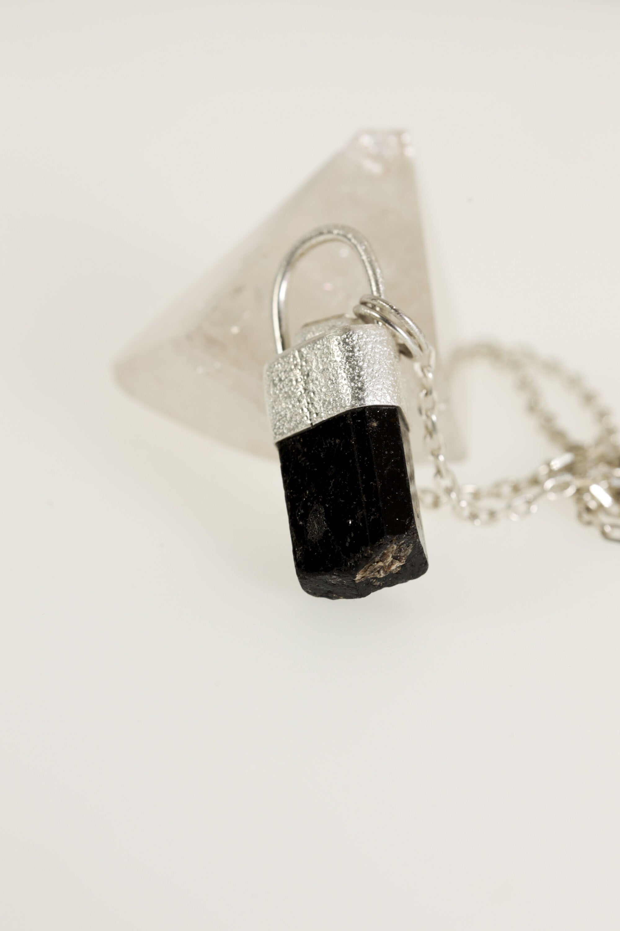 Earthen Brilliance: Sterling Silver Pendant with Himalayan Terminated Brown Dravite Tourmaline and Diamond - Sand Texture Finish - NO/02