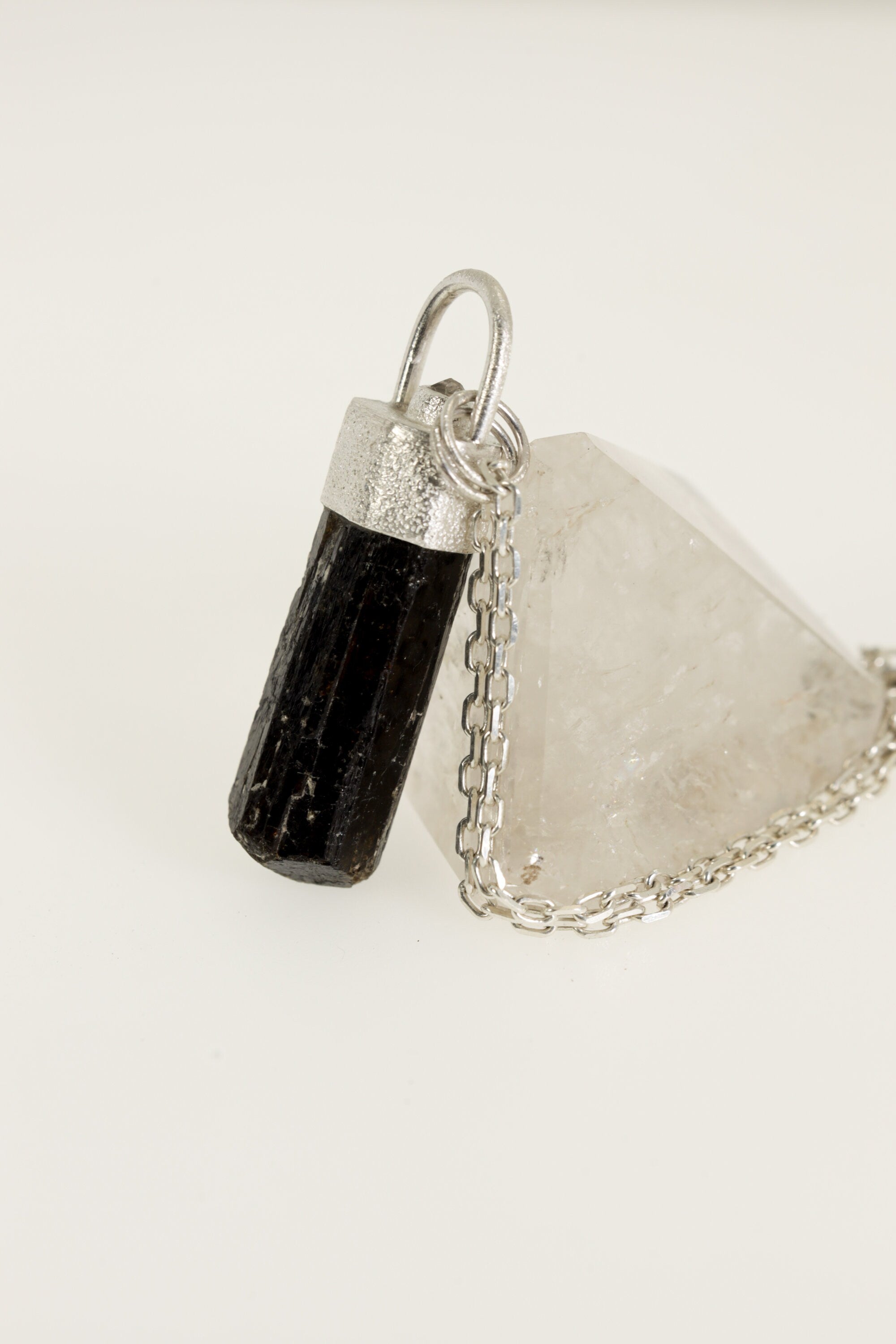 Earthen Brilliance: Sterling Silver Pendant with Himalayan Terminated Brown Dravite Tourmaline and Diamond - Sand Texture Finish - NO/03