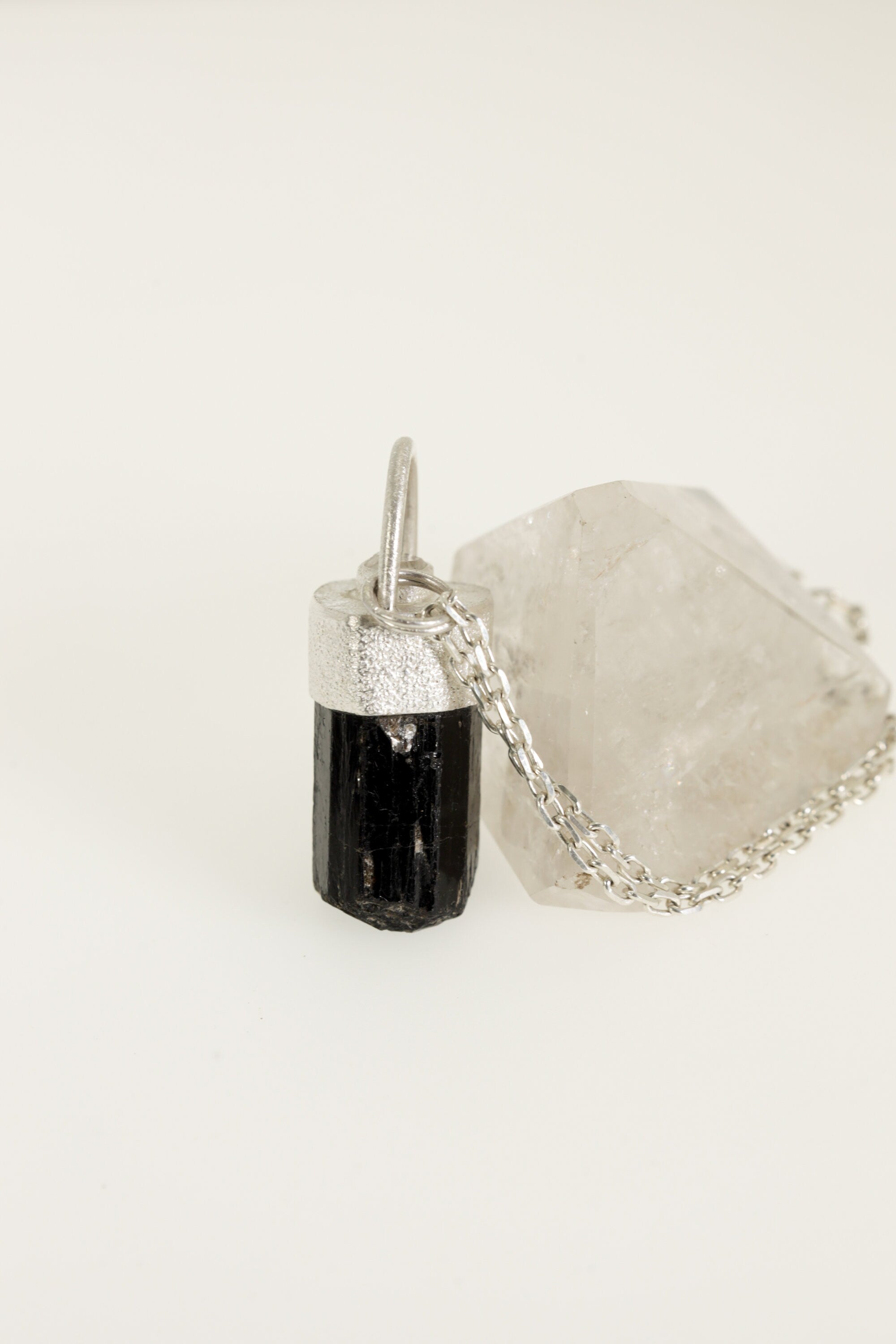 Earthen Brilliance: Sterling Silver Pendant with Himalayan Terminated Brown Dravite Tourmaline and Diamond - Sand Texture Finish - NO/04