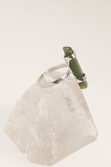 Austral Jade Harmony Ring -Hammered & Shiny Finish - Sterling Silver Ring - Size 6 3/2 US