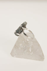 Austral Riverflow Tumbled Aquamarine Ring-Hammered & Shiny Finish - Sterling Silver Ring - Size 8 3/4 US