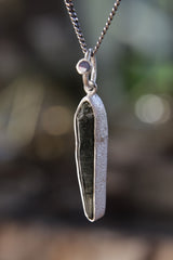 Luminous Peak: Sterling Silver Pendant with Himalayan Laser Quartz and Opal - High Shine & Sand Textured - NO/04