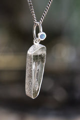 Luminous Peak: Sterling Silver Pendant with Himalayan Chlorite Quartz and Opal - High Shine & Sand Textured - NO/08