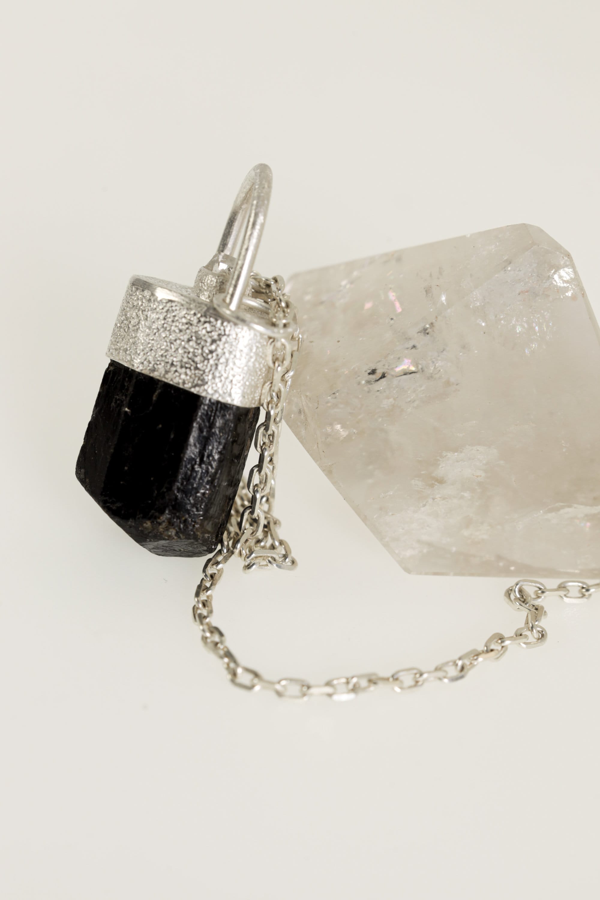 Earthen Brilliance: Sterling Silver Pendant with Himalayan Terminated Brown Dravite Tourmaline and Diamond - Sand Texture Finish - NO/05