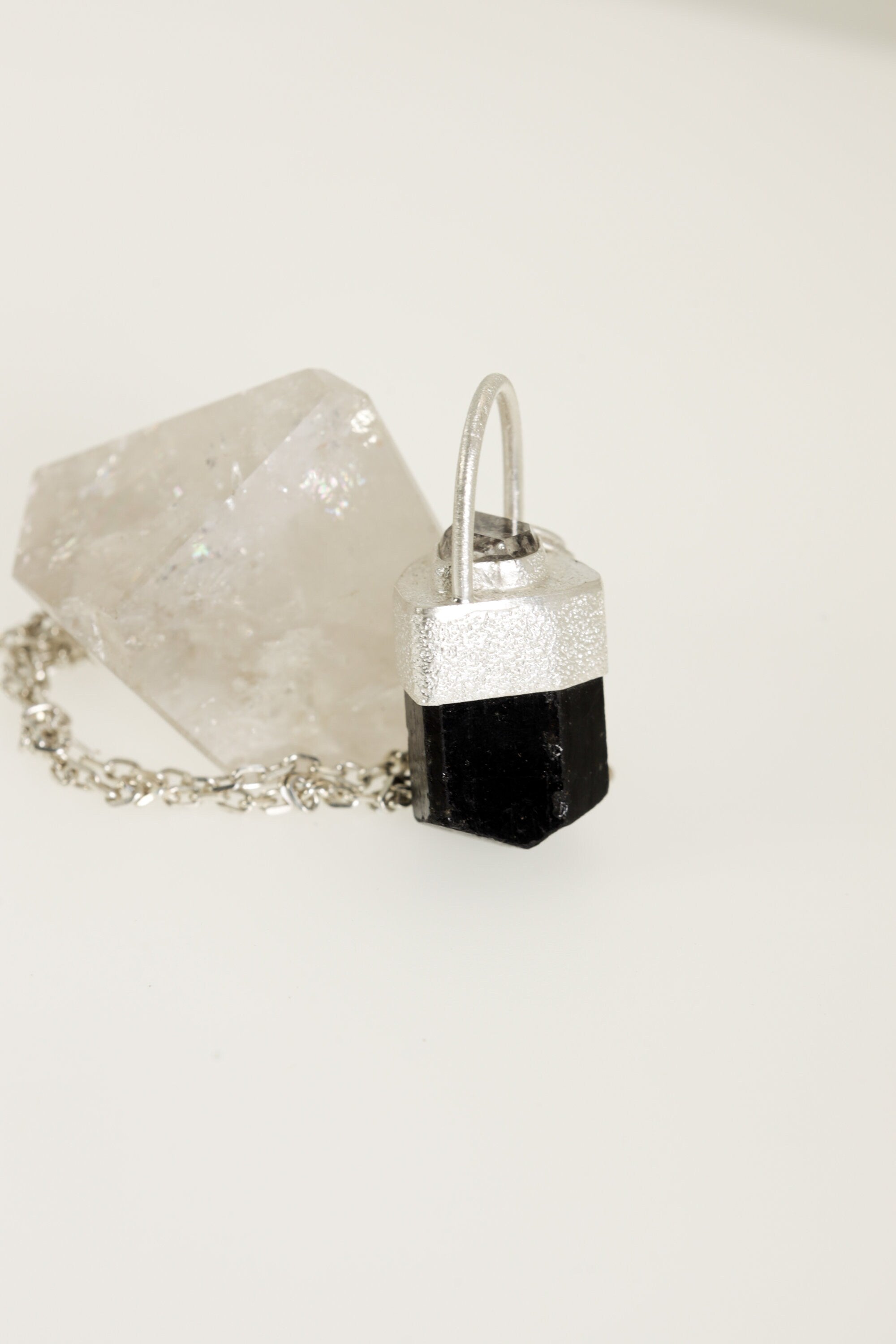 Earthen Brilliance: Sterling Silver Pendant with Himalayan Terminated Brown Dravite Tourmaline and Diamond - Sand Texture Finish - NO/06