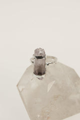 Healing Amethyst Self-Healed Vera Cruz Rin-Hammered & Shiny Finish - Sterling Silver Ring - Size 6 3/4 US