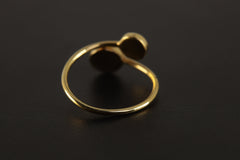Golden Eclipse Adjustable Ring - Gold Plated Sterling Silver Ring - Labradorite & Rose Quartz - Unisex - Size 5-12 US
