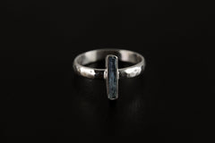 Azure Rhythm: Blue Kyanite- Sterling Silver Ring - Hammer Textured & Shiny Finish - Size 7 US - NO/01