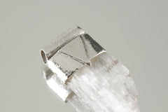 Clear Light Pink Kunzite / Spodumene Specimen - Stack Pendant - Organic Textured 925 Sterling Silver - Crystal Necklace