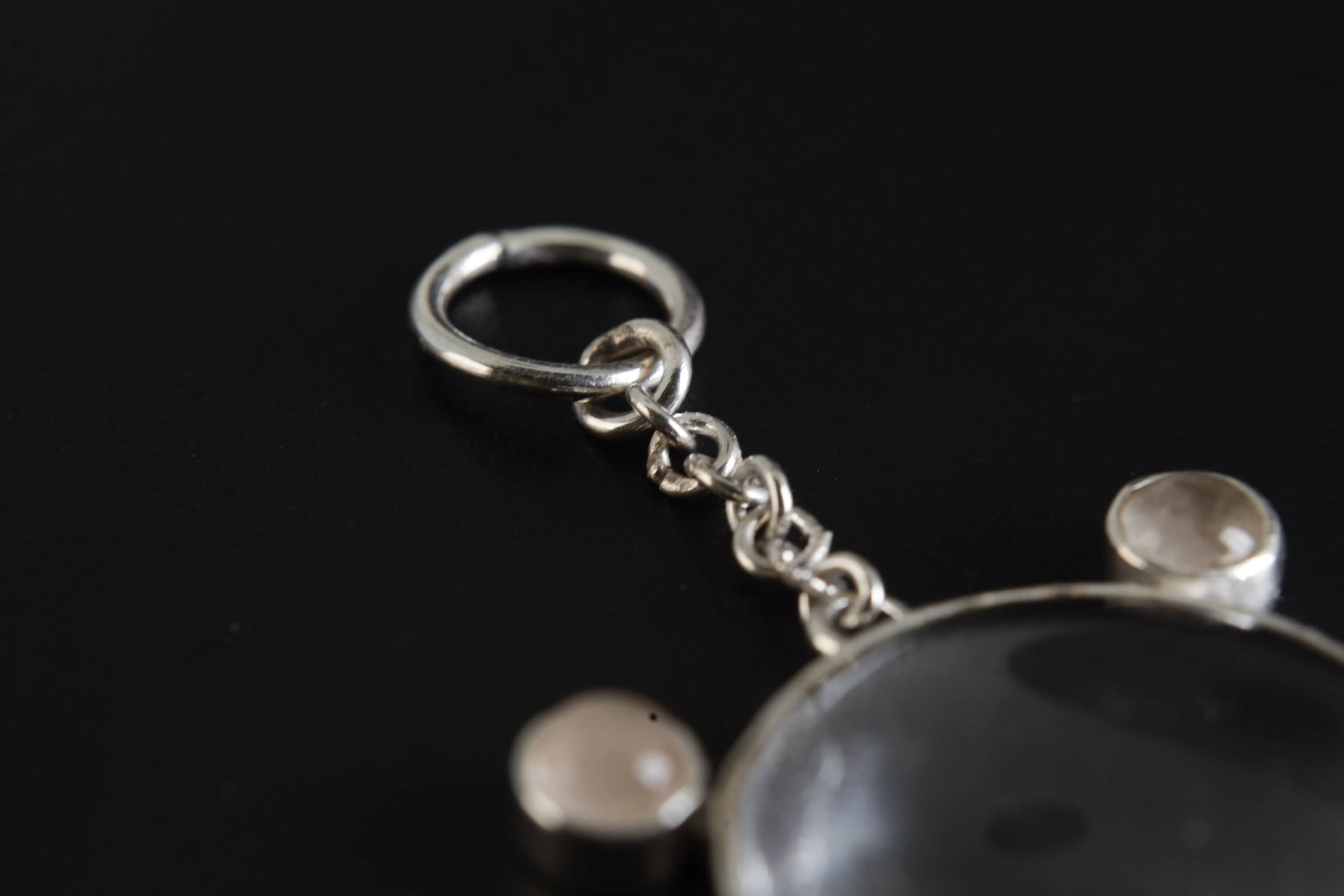 Visionary Rose Quartz & Magnifying Glass - Sterling Silver Pendant - Shiny Finish
