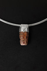 Hexagonal Raw Spinal Ruby - Stack Pendant - Organic Textured 925 Sterling Silver - Crystal Necklace