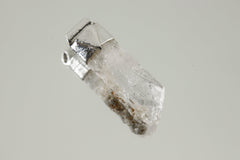 Naturally Terminated Clear Spodumene - Stack Pendant - Organic Textured 925 Sterling Silver - Crystal Necklace