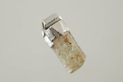Terminated Australian Natural Gem Aquamarine - Stack Pendant - Organic Textured 925 Sterling Silver - Crystal Necklace