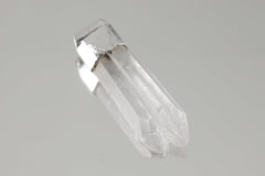 Australian Rainbow Inclusion Twin Clear Quartz Point - Stack Pendant - Organic Textured 925 Sterling Silver - Crystal Necklace