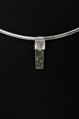 Small Natural Gem Aquamarine - Stack Pendant - Organic Textured 925 Sterling Silver - Crystal Necklace